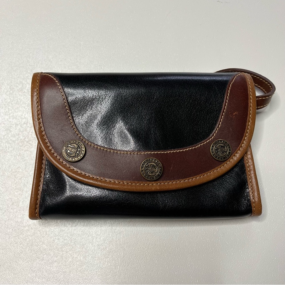 Vintage Brahmin Black Leather Crossbody Bag Black Brown